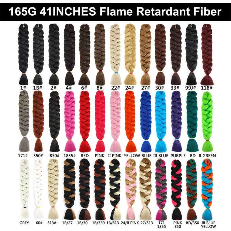 Synthetic Jumbo Braids 41 inches 165g/piece Hot Water Use Braids Low Temperature Flame Retardant Synthetic Fiber Tangle Free