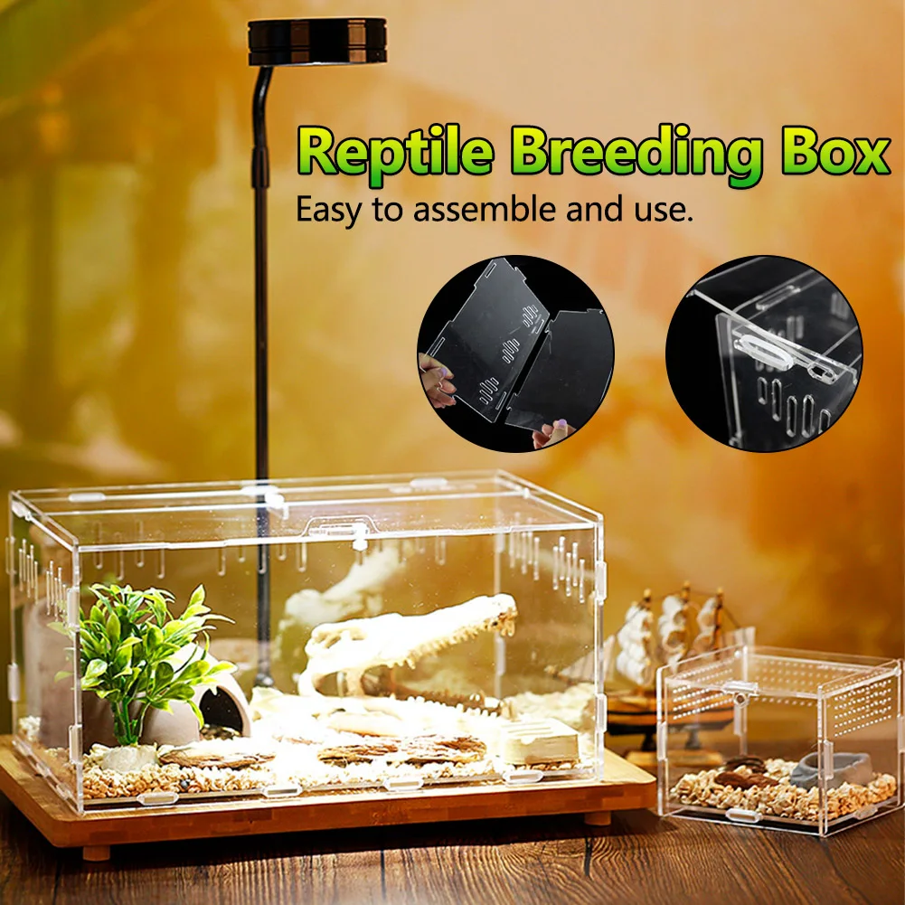 

5 Sizes Transparent Reptile Breeding Box Acrylic Feeding Box 360 Degree High Transparent Magnetic Pet Climbing Terrarium