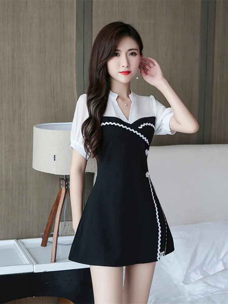 Trajes de estilo chino cheongsam retro simple técnico de masaje de dos piezas pedicura conjuntos de cuidado de la salud femenino