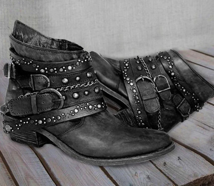 Stivali da donna Vintage a metà polpaccio scarpe in pelle morbida stivali da moto autunno inverno donna comodi Botas Zapatos De Mujer