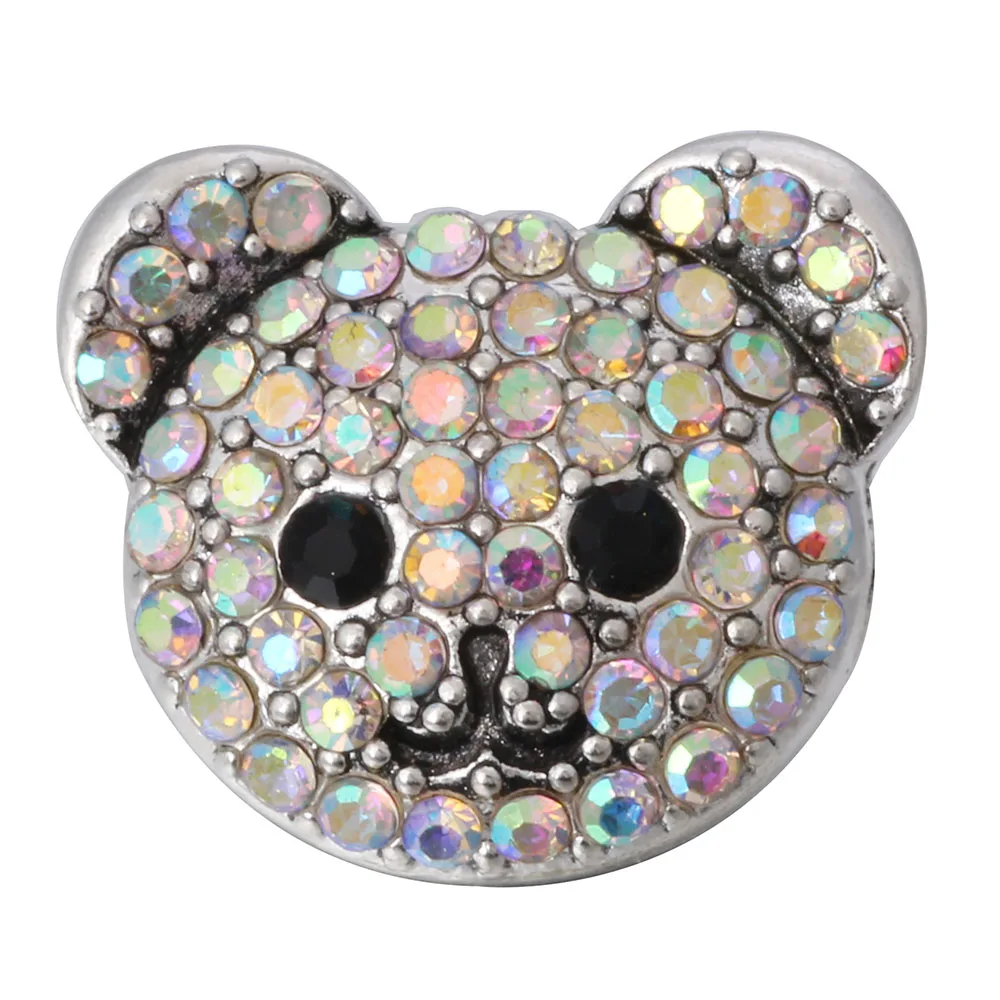 6pcs/lot DIY Crystal Animal Cat Dolphin Fish Owl Bee Bear Snap Buttons Jewelry Fit 18mm Metal Snap Button Jewelry DIY Bracelet