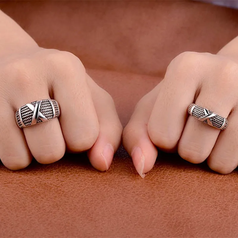 Buyee 925 Sterling Silver Lover Couples Ring Sets Elegant X Gray Sweet Ring Finger for Woman Man Fashion Fine Jewelry Circle