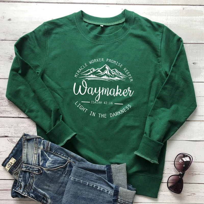 Waymaker Isaiah 42:16 Sweatshirt Aesthetic 90s Graphic Inspirational Pullovers Women Scripture Christian Bible Verse Sweatshirts