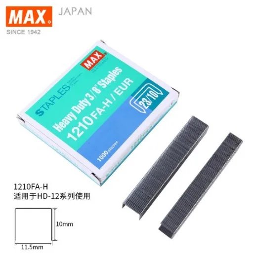 Japan MAX 1210FA-H-grapas serie HD-12, clavos de alta resistencia, 23/10 grapas de capa gruesa, engrosadas, grandes, 70 páginas, 1000 piezas