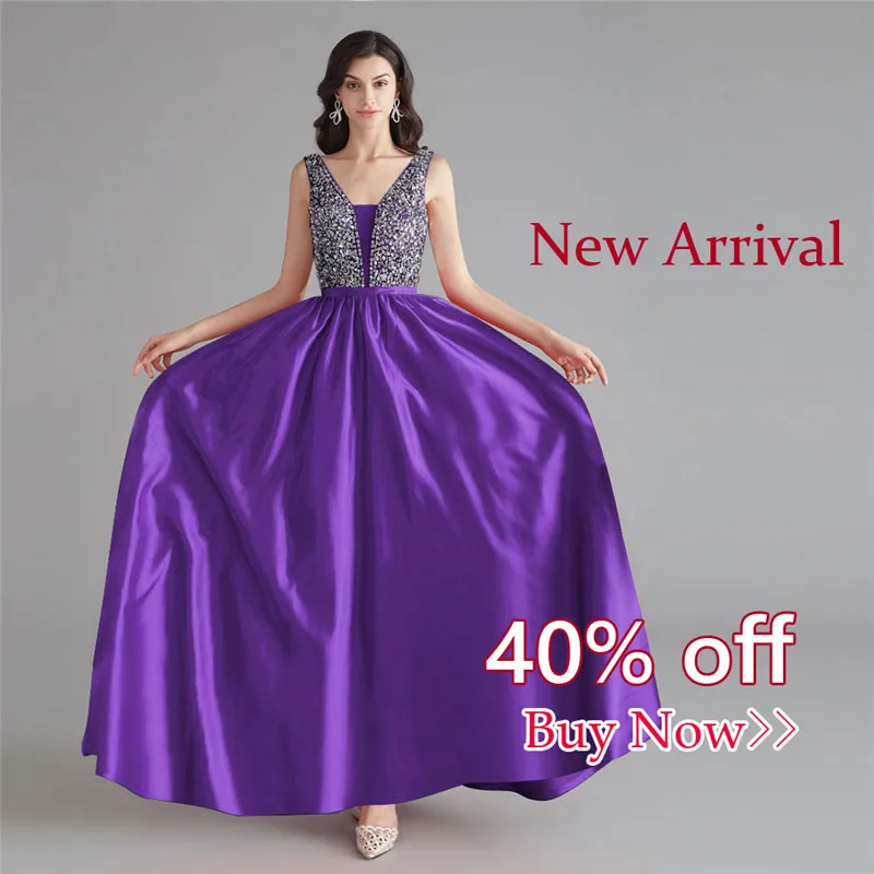 Schönheit-Emily Satin Dark Rosa Brautjungfer Kleider 2020 V-ausschnitt Schwere Perlen A-line Hochzeit Party Kleid Formale Kleid Robe De soiree