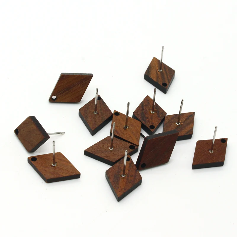 6pcs Vintage Geometric Rhombus Wooden Earring Charms Connector Findings DIY For Jewelry Make Earrings Base Accessory