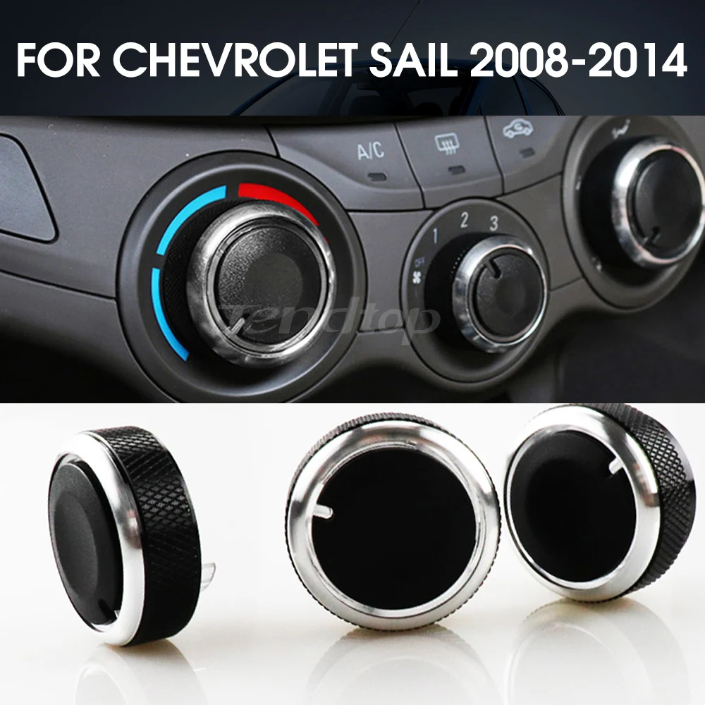 For Chevrolet Sail 2008-2014 3pcs/set car ac knob switch conditioning heat control switch ac knob Auto Car Accessories