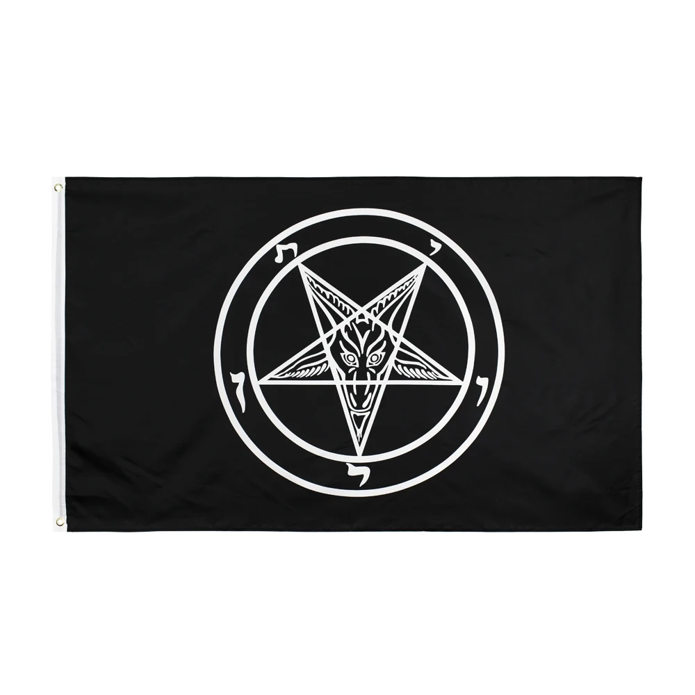 Pirata, 90x150cm, Caballeros de la Iglesia Católica Romana, pentagrama templario, Baphomet, Bandera de Satán