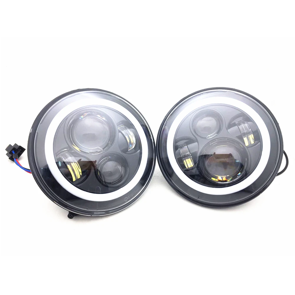 Car Accessories 2pcs 80W 7Inch Led Headlights For Jeep Wrangler Bluetooth App RGB Halo Light Fit Lada Niva 4X4 Offroad