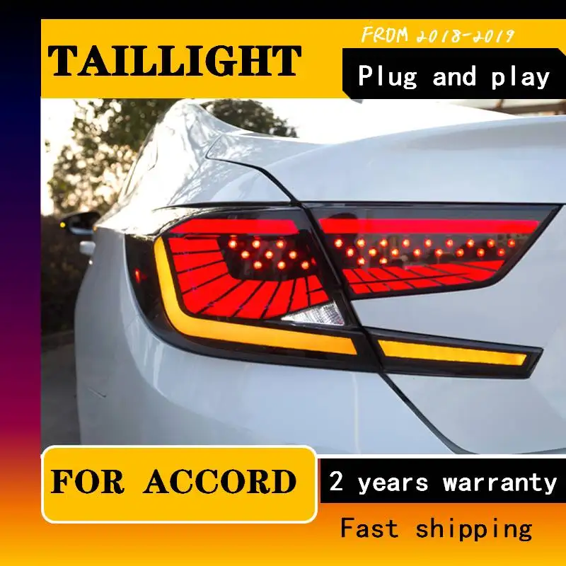 Car Styling For Honda Accord 2018 2019 Taillights TAIL Lights All LED Honda Accord Taillight Rear Lamp Dynamic Turn Signa