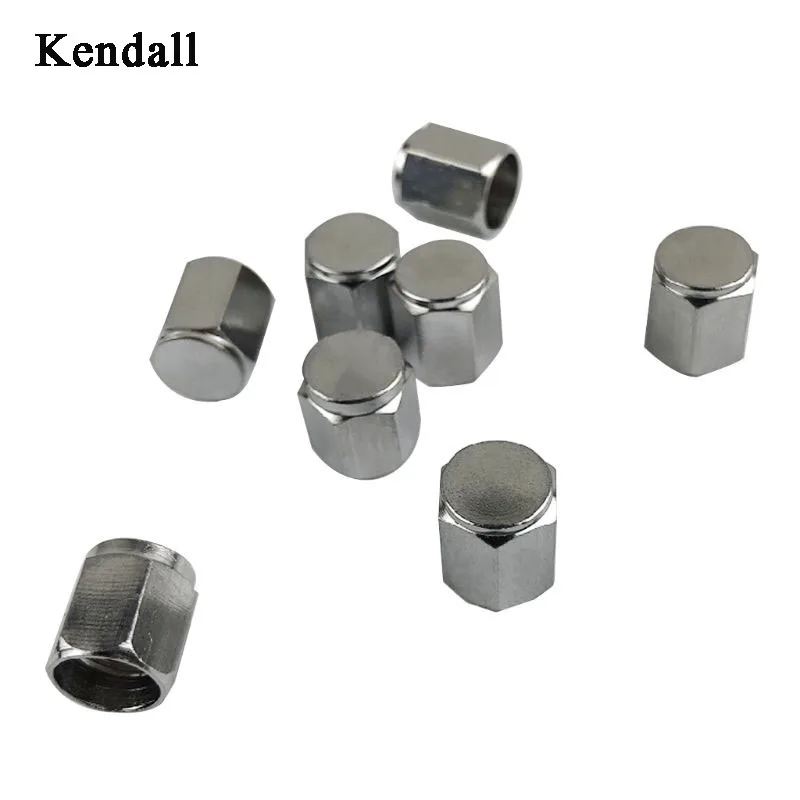 Brass (8 Pack) Tire Valve Caps Silver Aluminum Hexagonal Cap