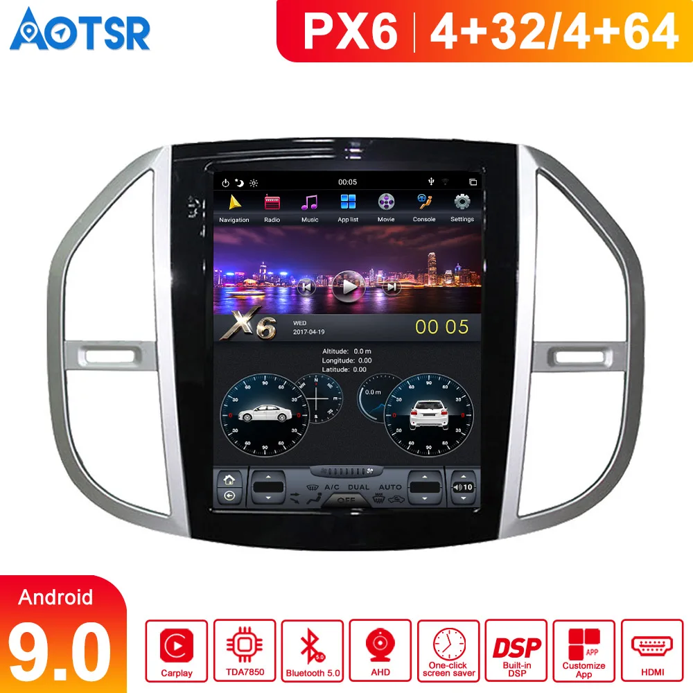 

For Tesla 12.1" Android PX6 4G 64GB Car Player For Mercedes Benz Vito 2016 - 2019 Car GPS Navi CarPlay Head Unit DSP Stereo