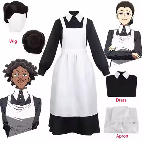 Mother Isabella Cosplay Yakusoku no Neverland Cosplay The Promised Neverland Women Maid Dress Anime Costume Wig Halloween