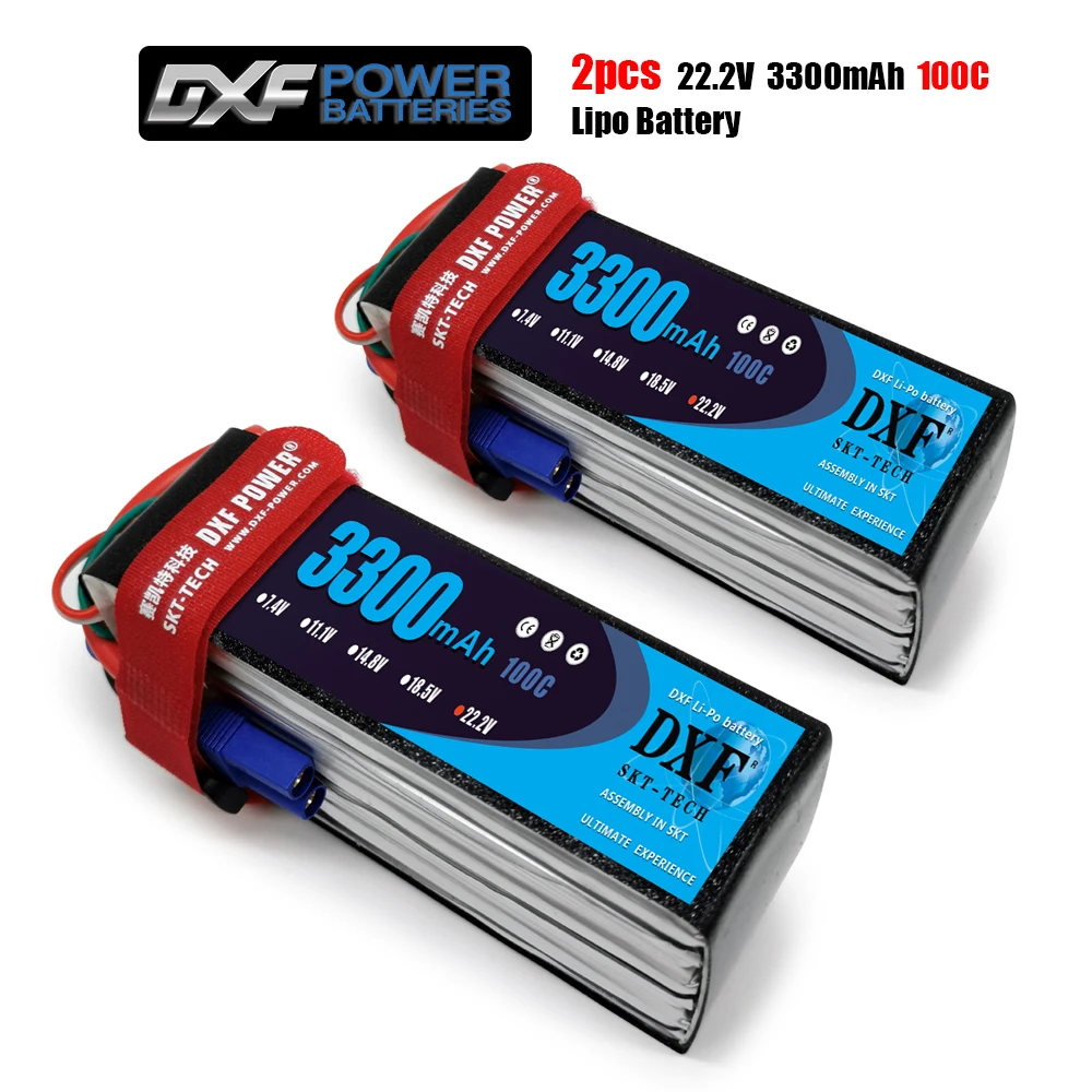 

2PCS DXF Good Quality RC Lipo battery 6S 22.2V 3300mah 100C Max 200C for Airplane Drone Quadrotor Car Boat truck fpv