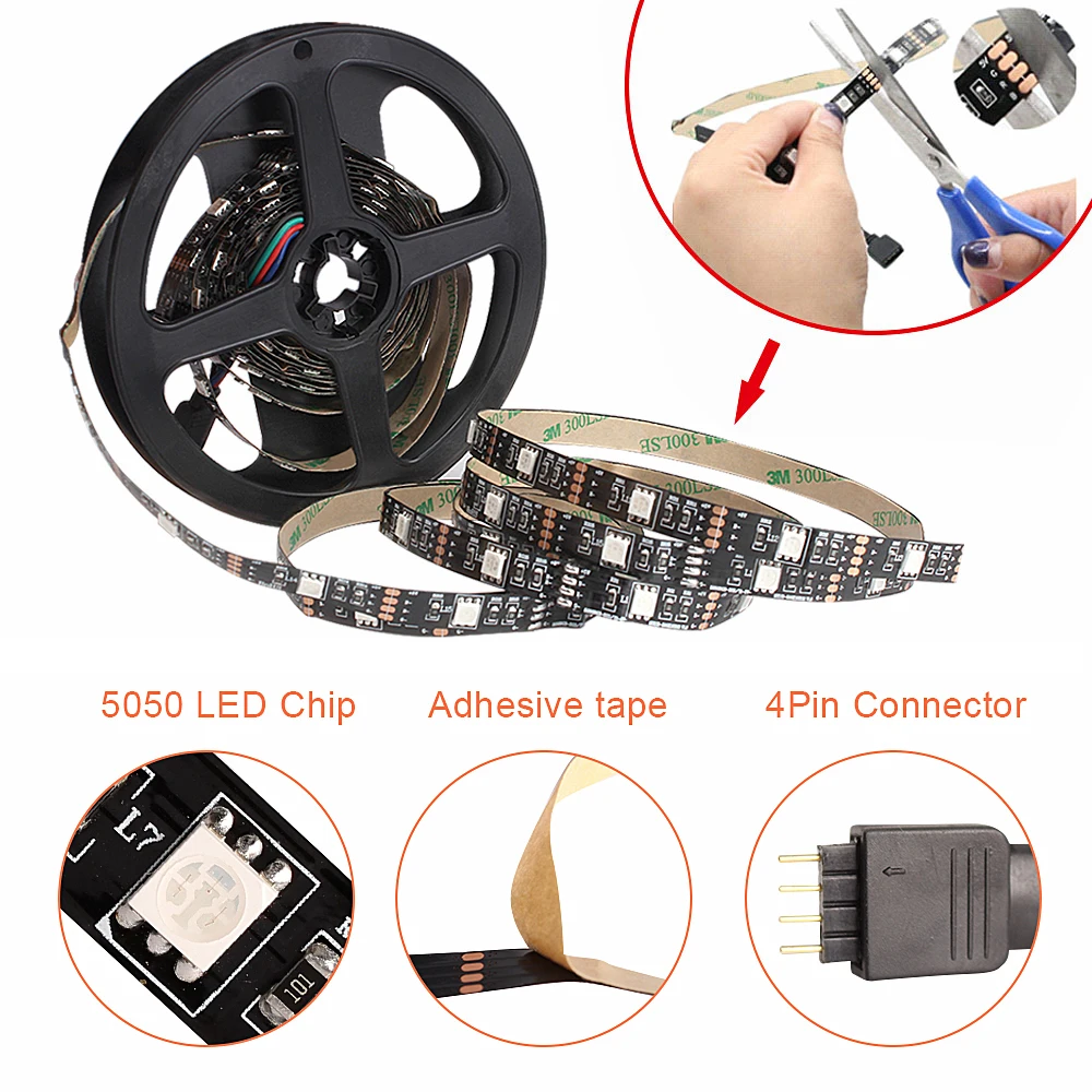 SMD5050 Bluetooth RGB LED Strip Light  5M  2M 3M 4M Diode Tape Flexible Neon Ledstrip Ribbon LED Strip USB 5V TV Backlight