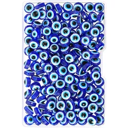 150Pcs Handmade Resin Evil Eye Beads Charms Round Spacer Beads Turkish Beads for DIY Jewelry Earring Necklace Craft Making
