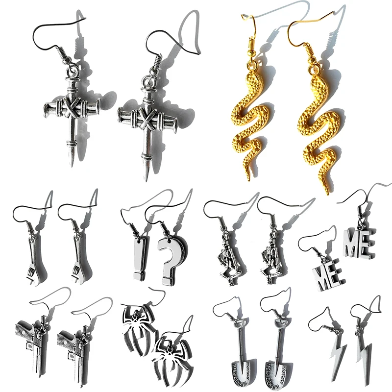 50 Style Earrings For Women Fashion Punk Drop Earrings Simple Cool Cute Jewelry Custom Handmade Girls  Snake Cross Animal