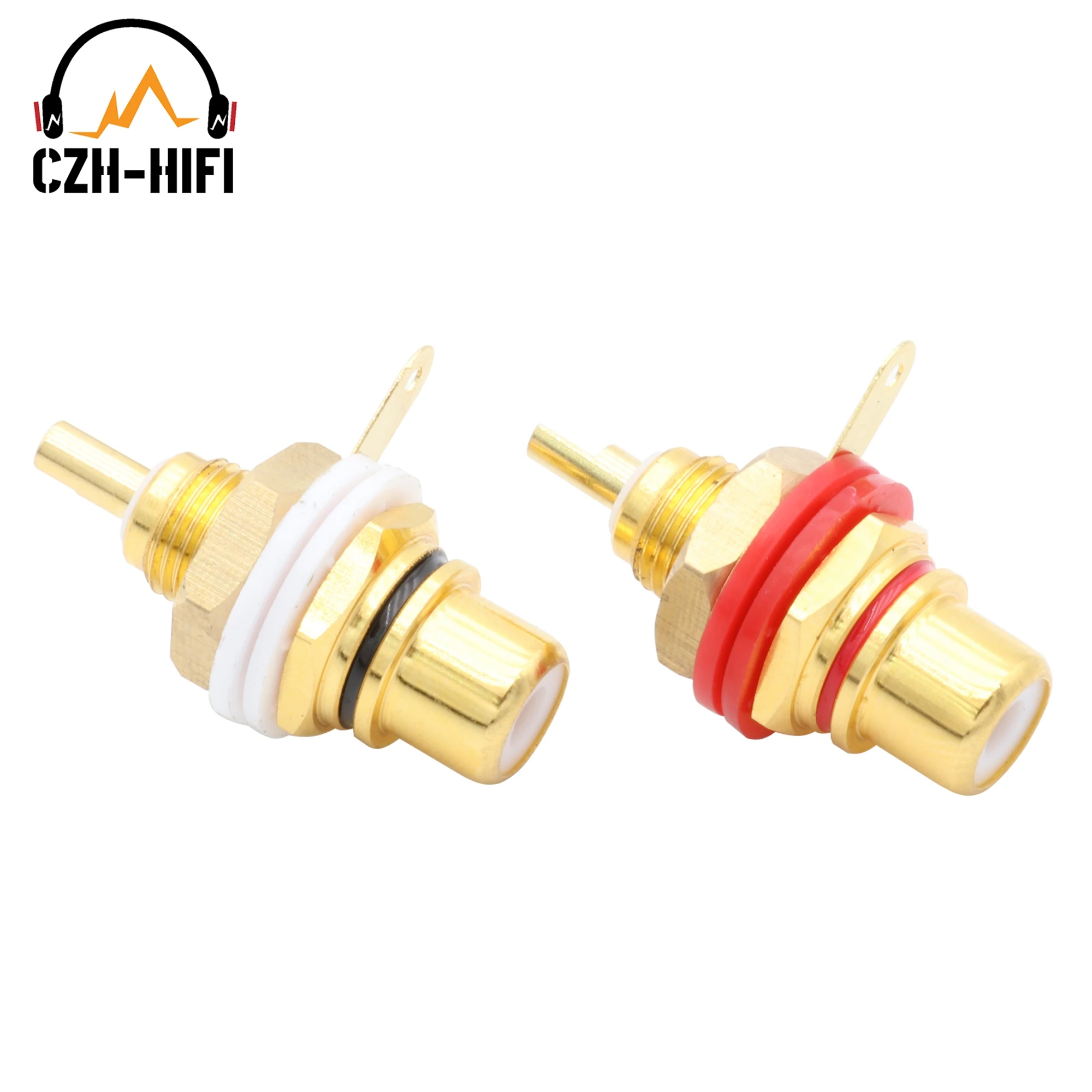 EIZZ High End RCA Socket 24K Gold Plated Brass Audio Phono Female Jack Connector Amplifier DAC TV Subwoofer Terminal Panel Mount