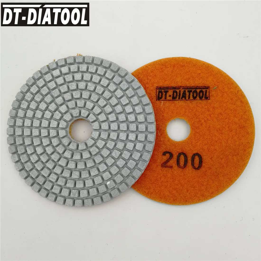 

DT-DIATOOL 10pcs Diameter 4"/100mm Diamond Wet Polishing Pads #200 White Resin Bond Natural Stone Granite Marble Sanding Discs