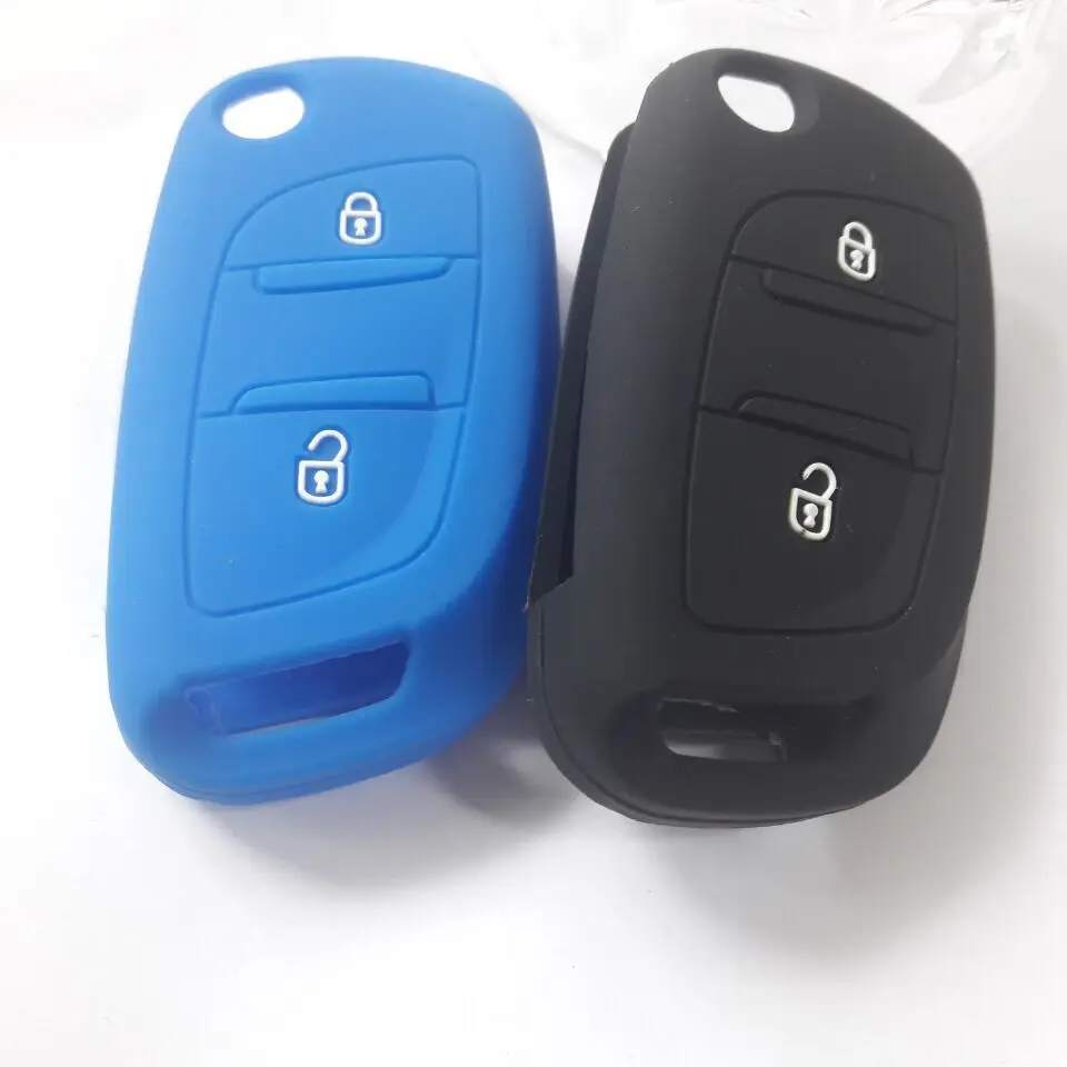 Funda de silicona plegable con tapa para Llave, accesorio para PEUGEOT 207, 208, 307, 308, 408, entrada sin Llave con 2 botones