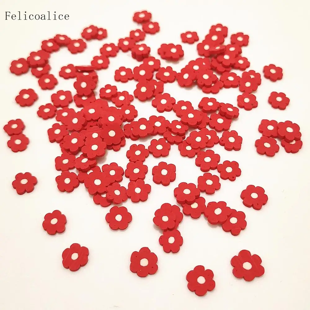 20g Red Flowers Polymer Clay Sprinkles Plastic klei Tiny Floret Mud Particles Plum Blossom For Shaker Cards