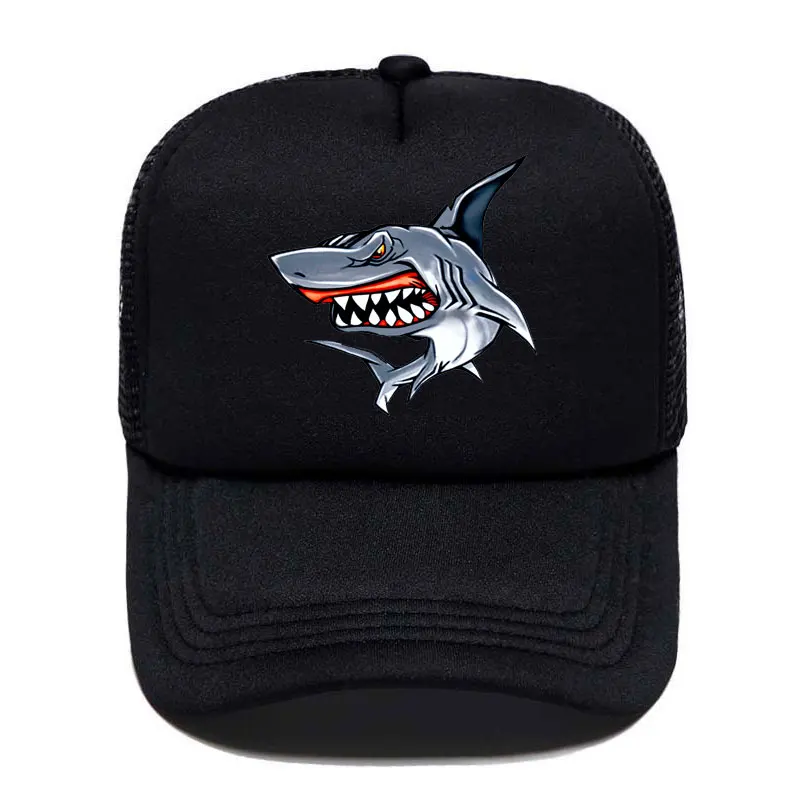 New shark colorful funny Print Baseball Cap Casual Men Women Parent-child Hats Mesh Visor Outdoor Adjustable Sun Hat