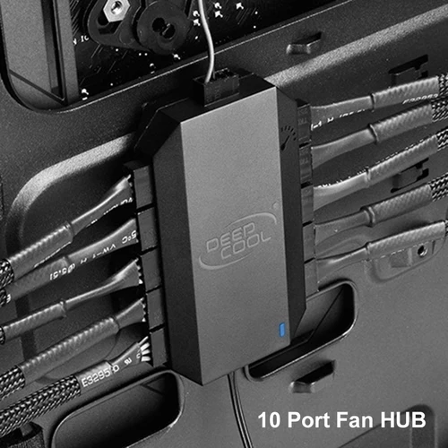Deepcool-placa base de ventilador FH-10, 3 pines, 4 pines, carcasa PWM, 12V, 10 puertos PWM, regulación de velocidad inteligente, alimentación SATA