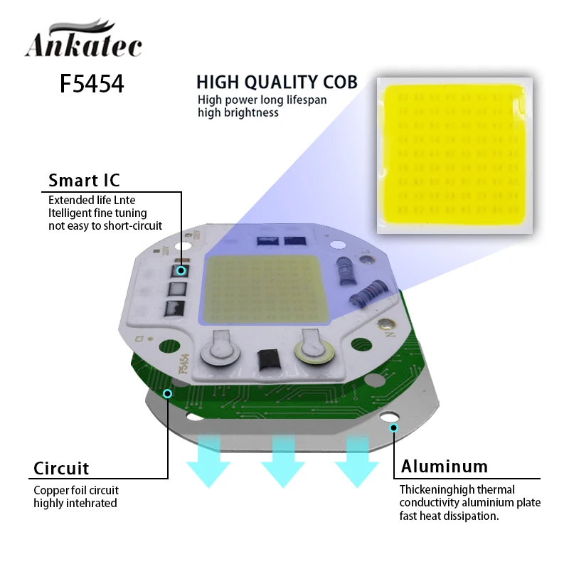 AC110-220V High Power LED COB Chip Diode Lamp 20W 30W 50W Cool white Warm White LED Matrix For DIY Outdoor Floodlight Spot Light