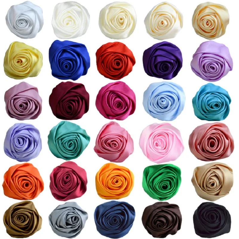 10Pcs 5.5cm Stereoscopic Ribbon Roses Flower Bud Artificial Flowers Clothing Headband Hair Clips Material DIY Handmade Supplies