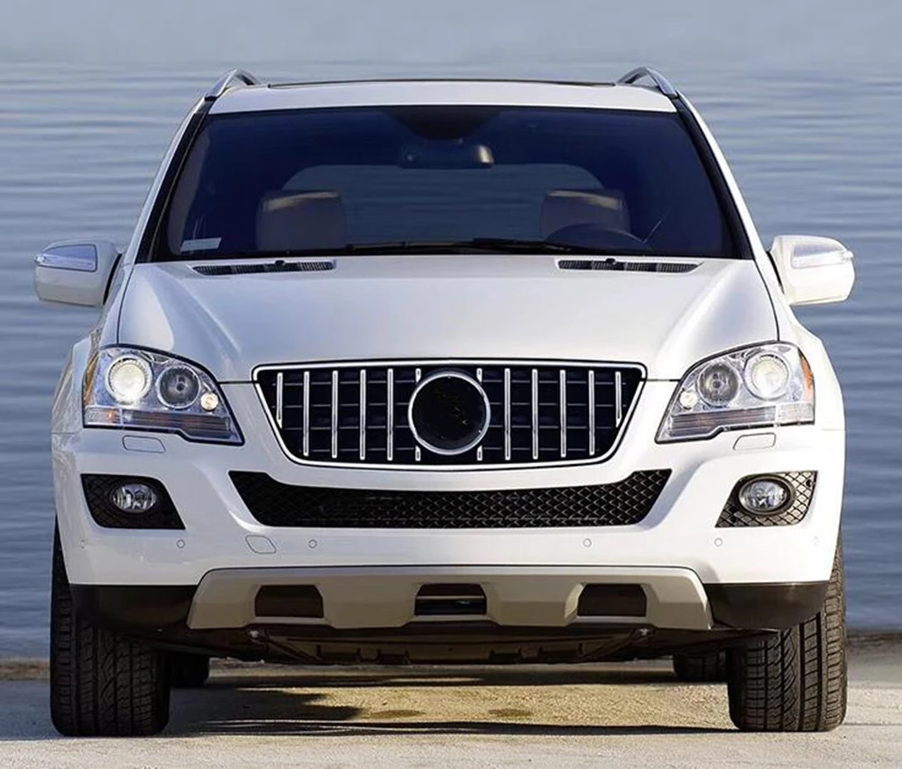 GT Grill Upper Grille For Mercedes Benz ML Class W164 2009-2011 ML350 ML450 ML500 ML550 Silver/Black Front Bumper Hood Mesh Grid