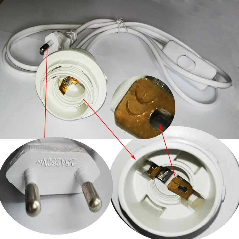 Imagem -04 - Ganriland 1.8m Cabo de Alimentação Base da Lâmpada da ue Plug com Fio Interruptor para Pingente Lâmpada Led E27 Hanglamp Suspensão Soquete Titular