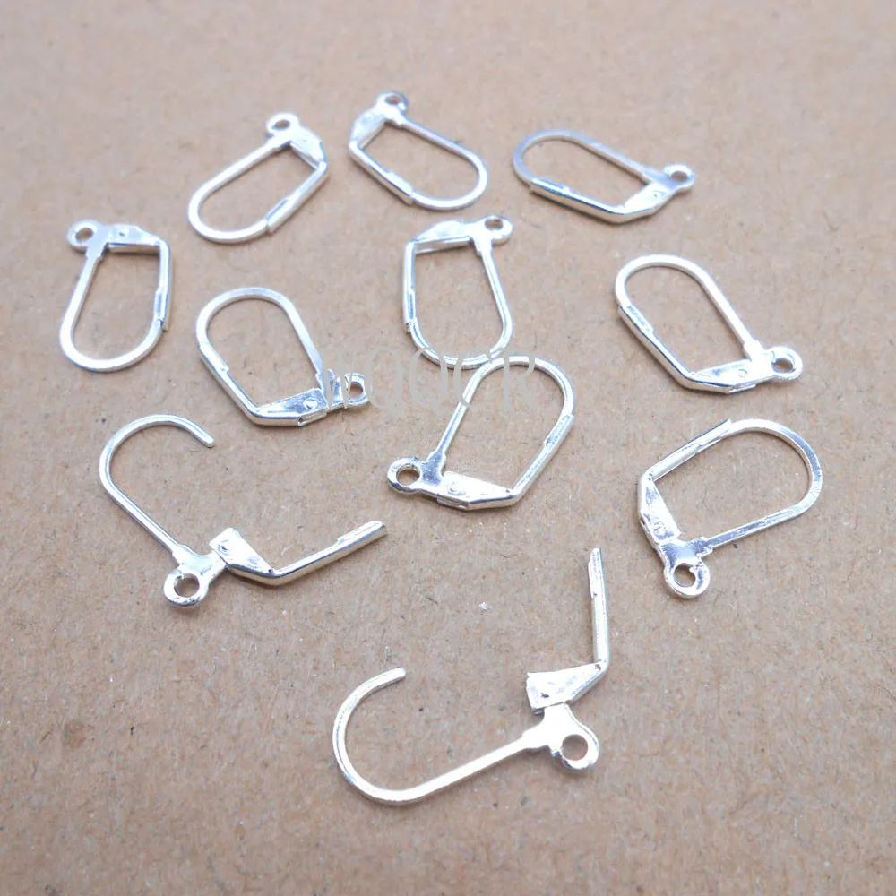 50 PCS/Lot 10x20MM 925 Silver DIY French Earring Hooks Wire Settings Base Hoops Earrings Accessories For Jewelry Making