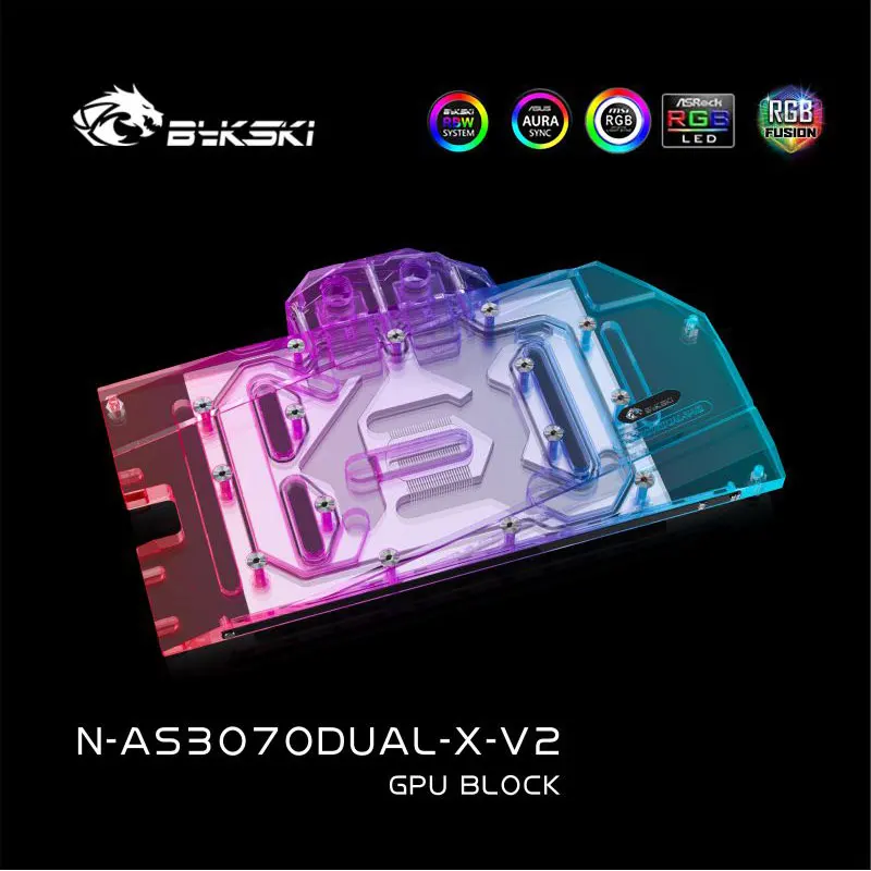 Bykski N-AS3070DUAL-X-V2 PC Water Cooling video Graphics card Cooler 3070 3060Ti GPU water Block For ASUS RTX3070 DUAL