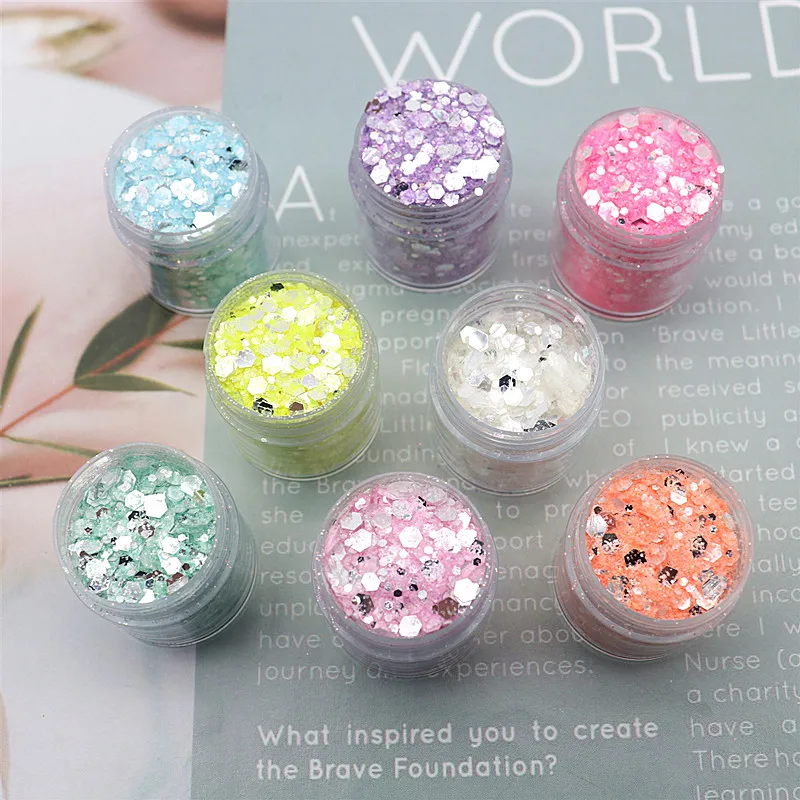 Nail Art Glitter Sequins 3D Mirror Hexagonal Sequin Flakes Nail Sequins Mix Nail Art Decorations Nail Supplies 50g