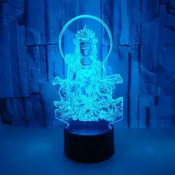 Buddha Night Light Lamp 3D Visual Illusion LED Table Desk Lamp  7 Colors Changing Nightlight Home Decor Festival Birthday Gifts