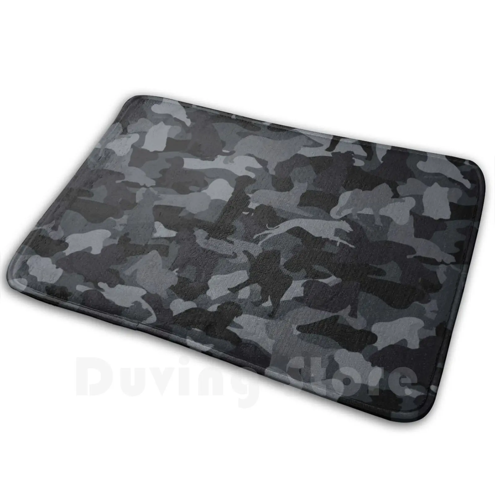 Classic Black Dog & Bone Camo Print Soft Non-Slip Mat Rug 1615 Carpet Cushion Dog Camo Camouflage Pet Furry Birthday