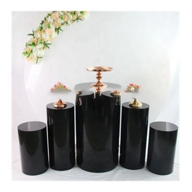 5pcs/set)Gorgeous wedding event decoration gold cake stand sweet table blacl mental plinth stand yudao869