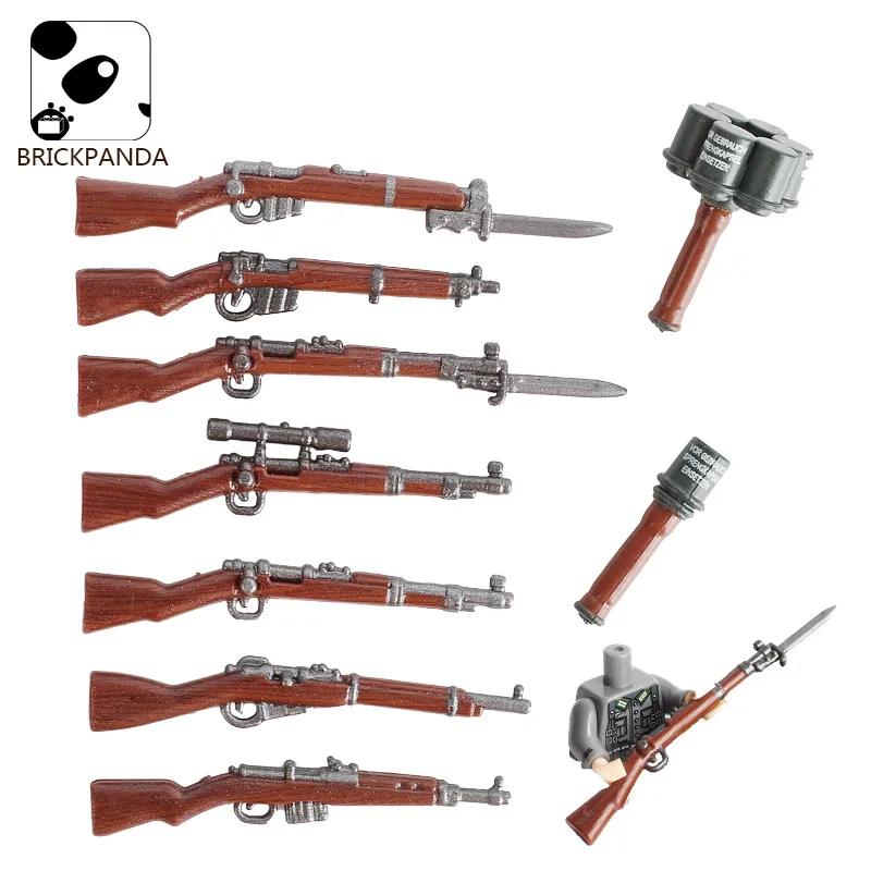 WW2 Military Seriest Soldier Guns-Weapons Pack Army Accessories City Building Blocks Grenade Riflescope 98K Figure Brick Toys