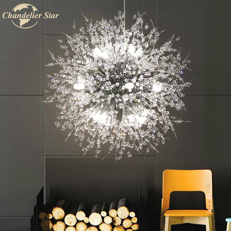 Dandelion led lustres de iluminação moderna pingente cristal luminária para sala estar cozinha quarto