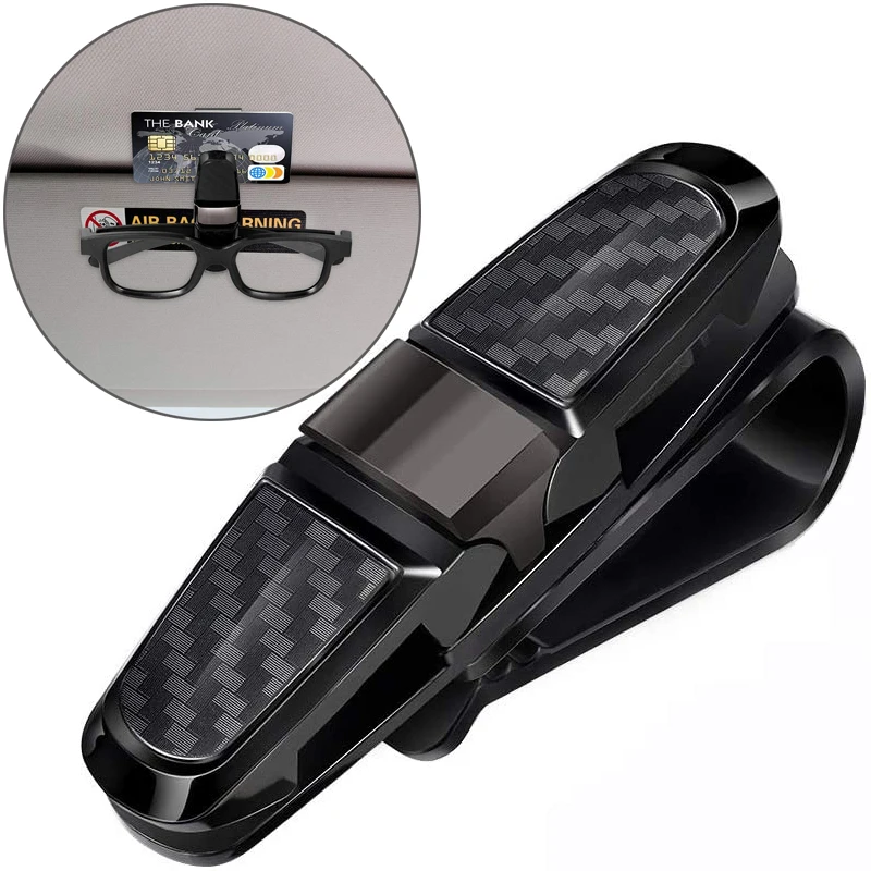 Car Glasses Cases Portable Ticket Card Clamp Car Glasses Holder Auto Sun Visor Eyeglass Holder Car Sunglasses Holder Accessories