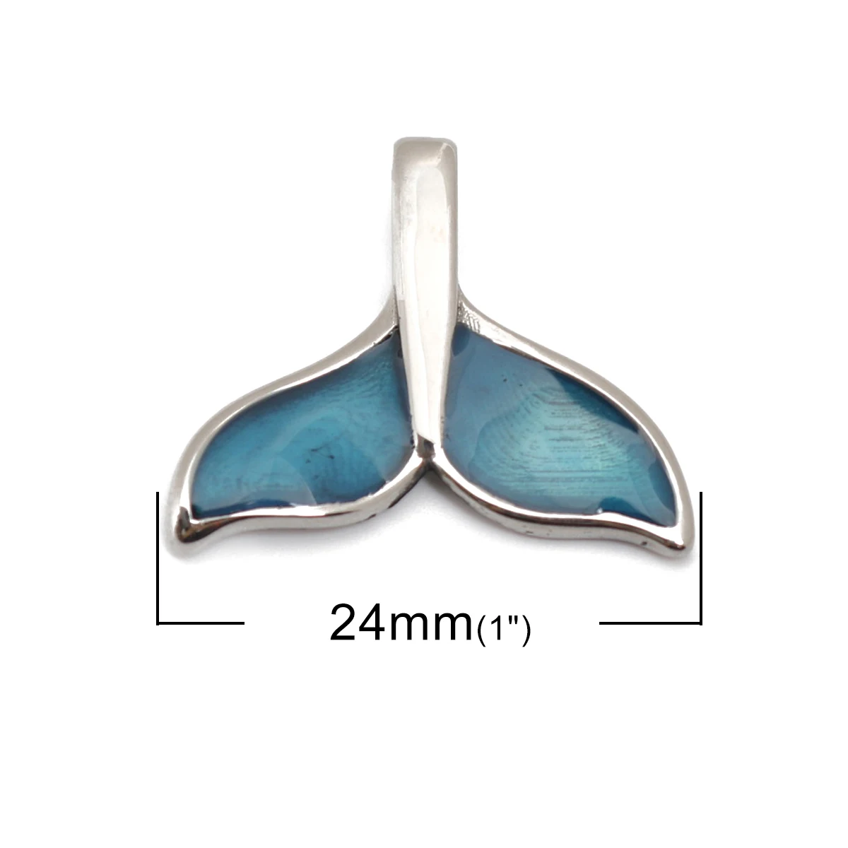 1 Piece 304 Stainless Steel & Shell Casting Charms Fishtail Dull Silver Color Blue 24mm x 20mm