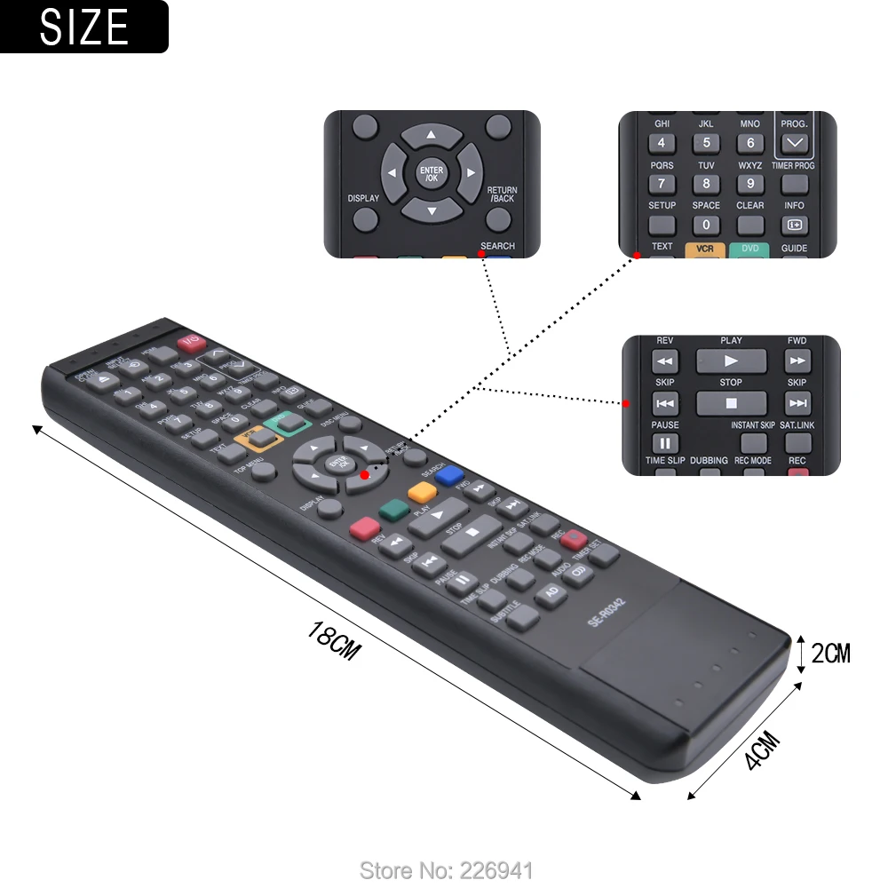 Remote control use for Toshiba SE-R0342 remoto controller controle fernbedienung teleconmande