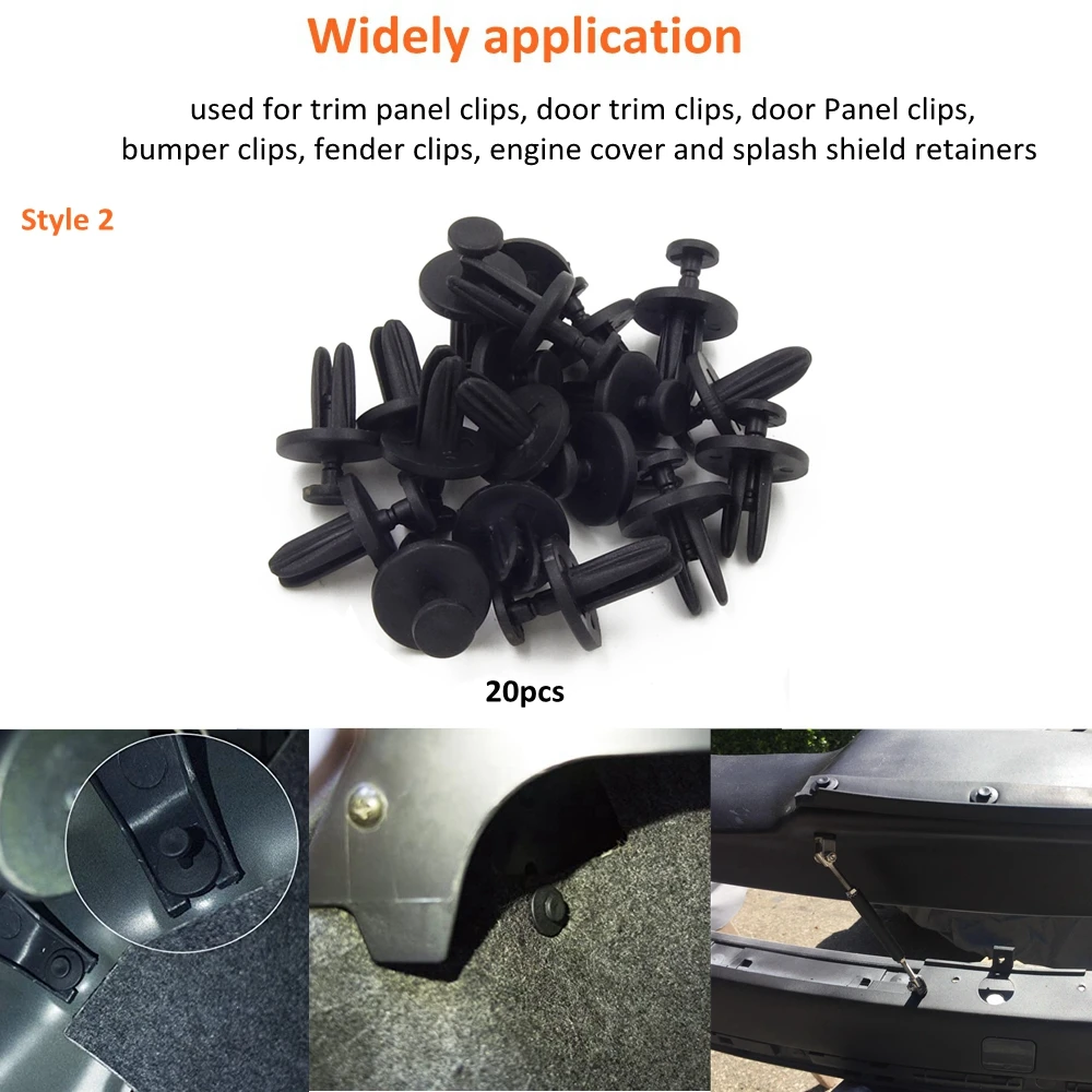 120PCS 6 Kinds Plastic Fender Clips Body Rivets Clip Car Door Clip Panel Audio Video Dashboard Dismantle Kits Installer Pry Tool