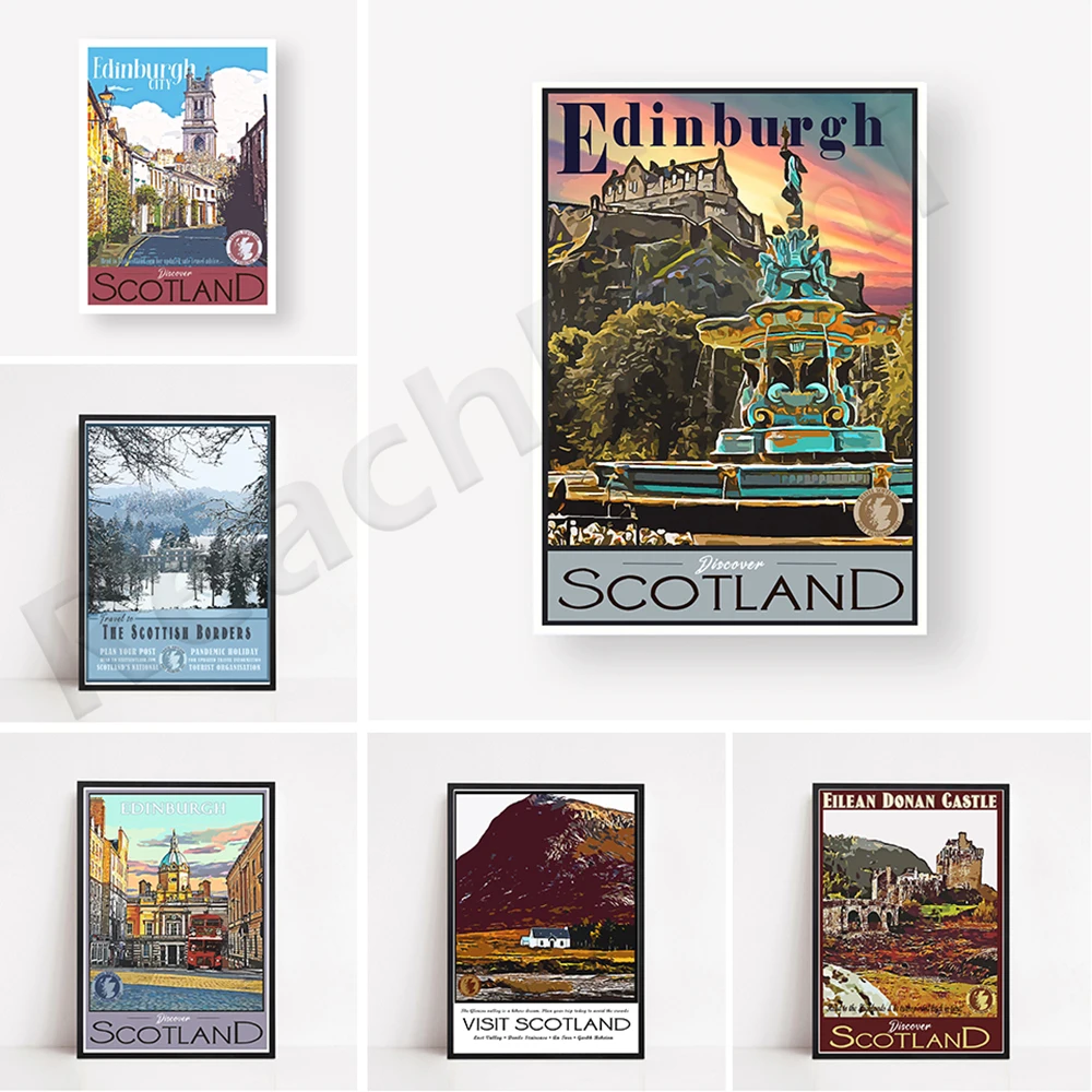 

Post Pandemic Travel Scotland Poster Designs, Bow Hill Estate in the Scottish Borders - Vintage Style Wall Decor