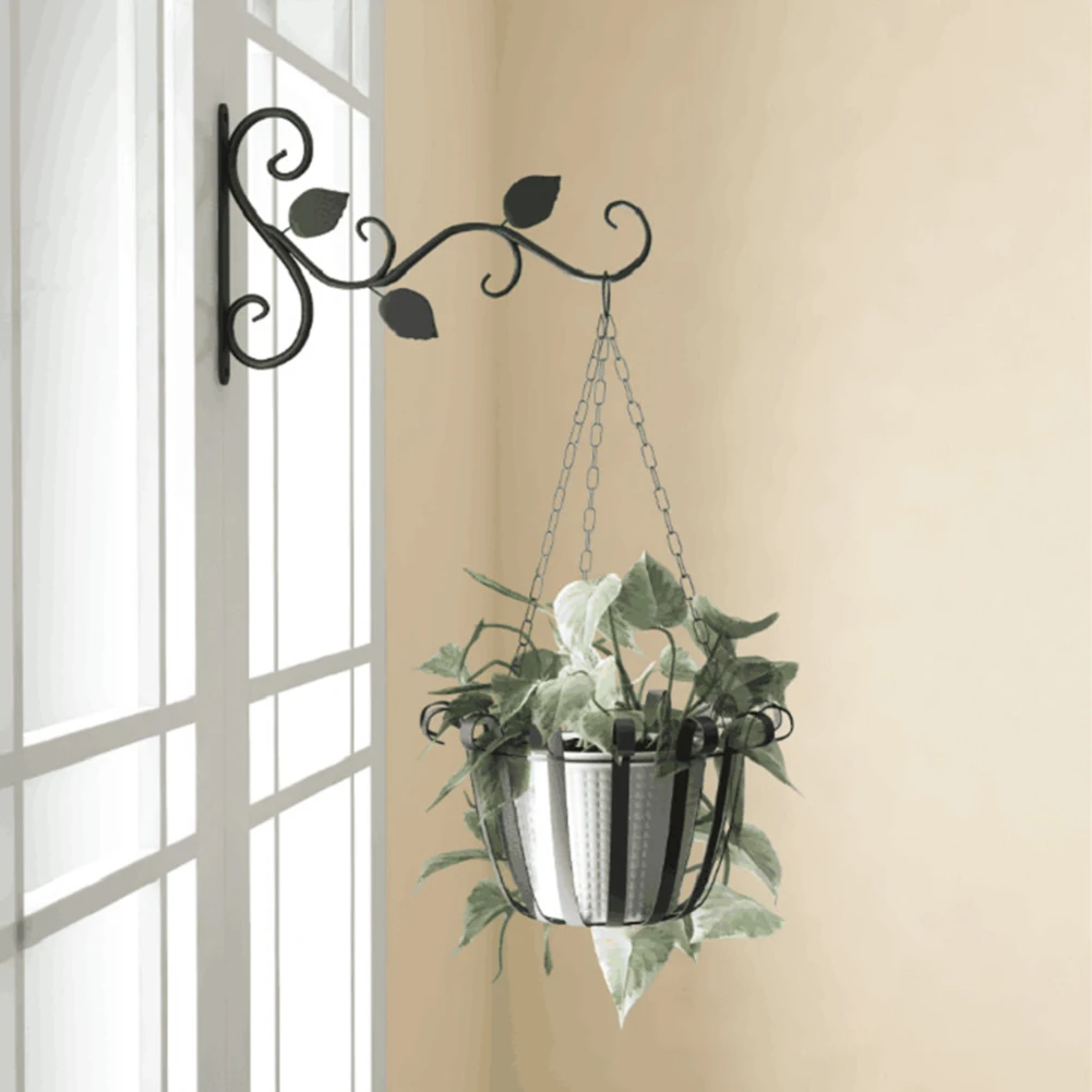 Metal hanging wrought iron flower basket hanging plant hanger wall hook for home garden flower pot balcony wall decoration