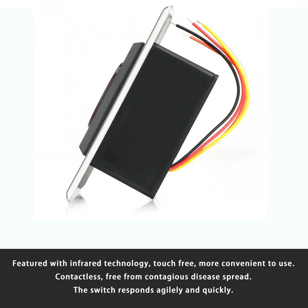 10cm Infrared Sensor Door Exit Button 12V Palm Induction Switch Waterproof Metal Motion Detection Door Lock Release Button