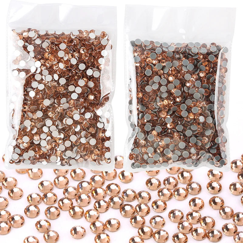 QIAO Champagne Rhinestones Flatback Crystal Hotfix Strass Glass Glitter Gems Rhinestones Decorations Accessories Nail Art Dress