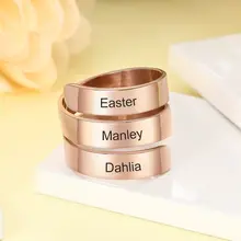 Personalized 3 Names Steel Ring for Women #6
