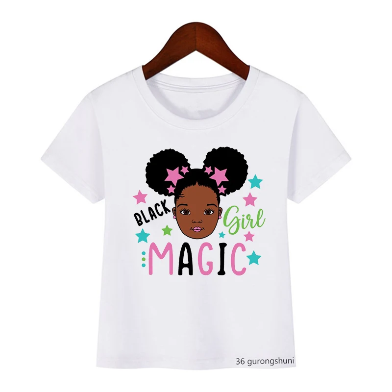 

Melanin Queen Black Excellence cartoon print girls t-shirts summer fashion trend girl clothes cute black Africa girls tshirts