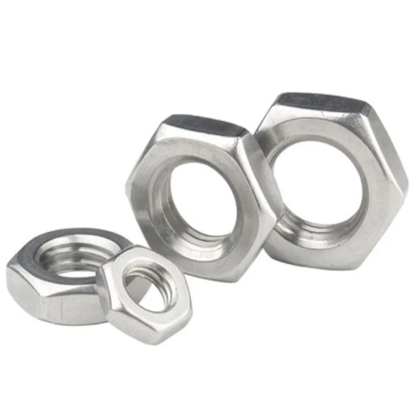 2/50pcs M2 M2.5 M3 M4 M5 M6 M8 M10 M12 M14 M16 304 A2-70 Stainless Steel Flat Hex Hexagon Thin Nut Jam Nut DIN439 GB6172